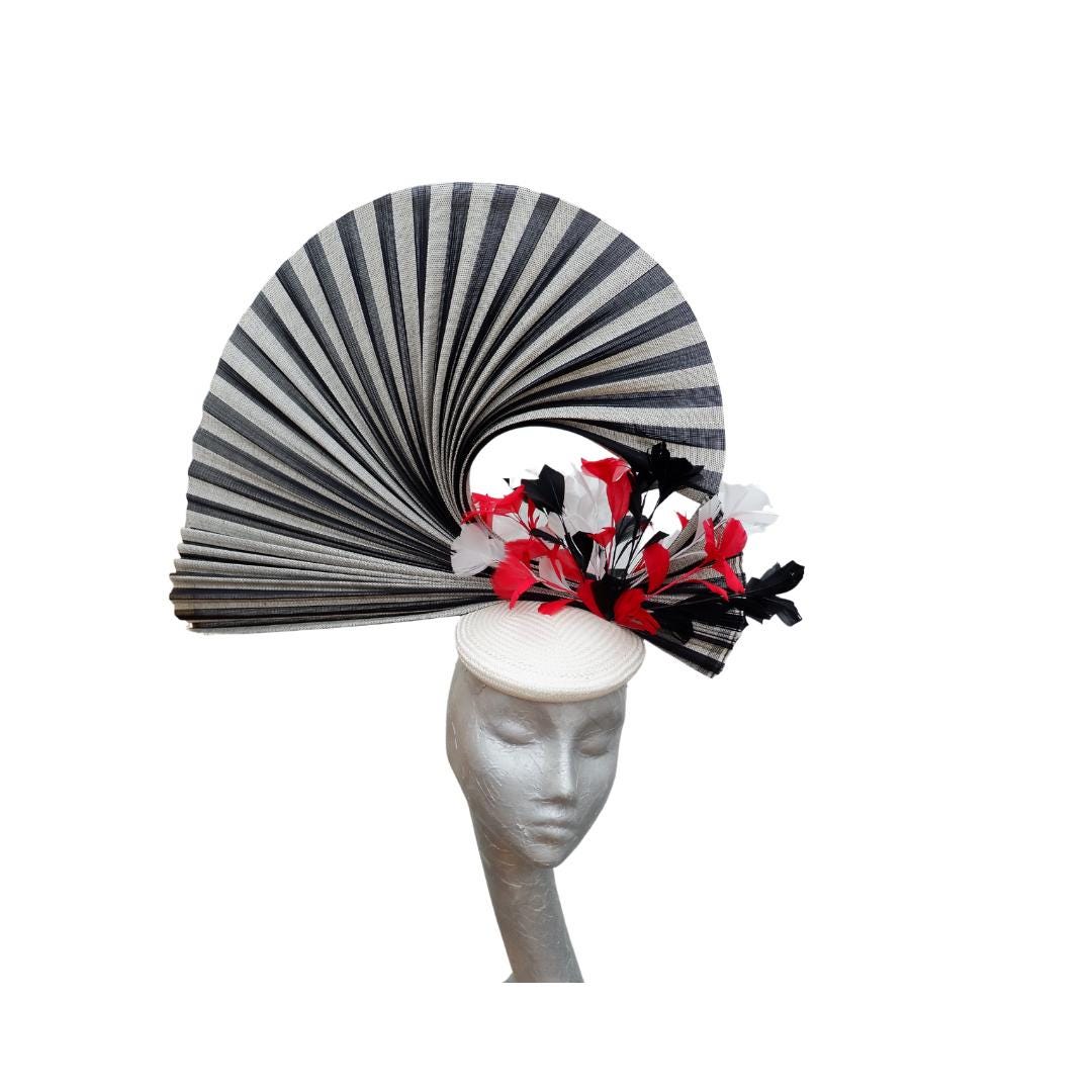Isis- Black Ivory & Red Pillbox fascinator