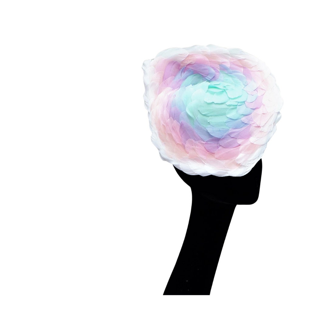 Emilie - Stunning Multicoloured Graduated Pastel feather fascinator/hatinator by Hats2go