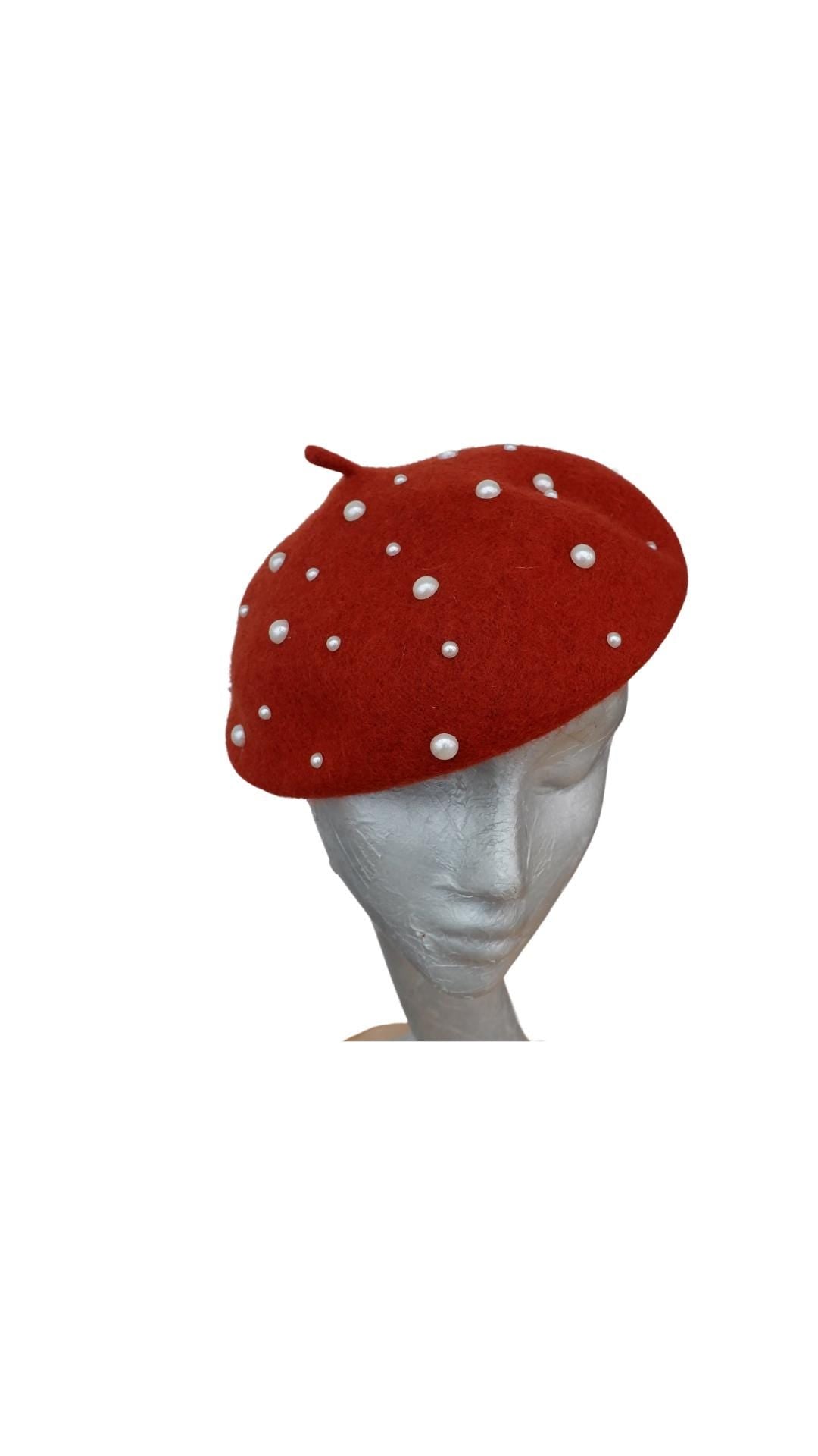 Nancy - Wool Beret with Pearl detail