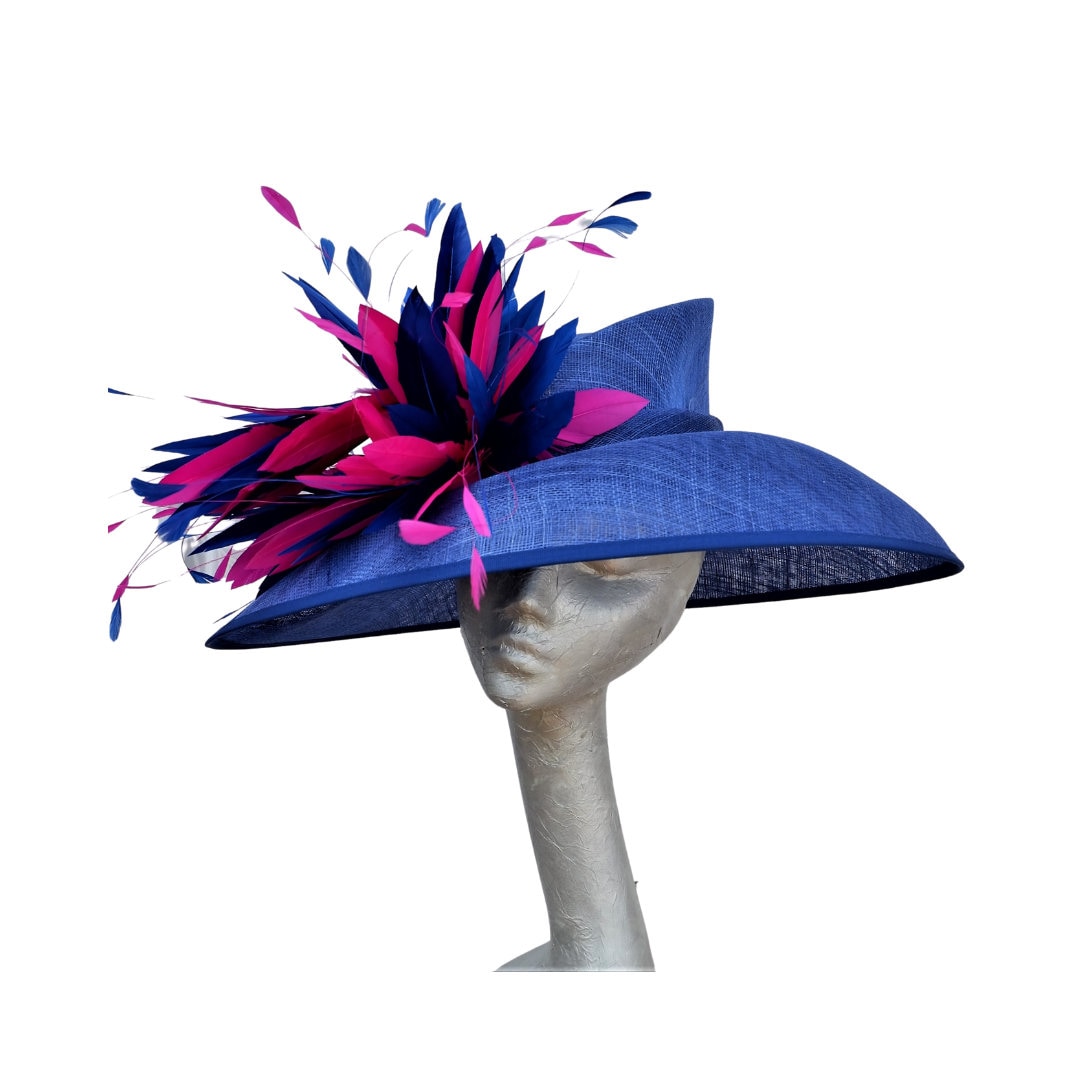 Sherry- Sapphire blue & Cerise pink hat