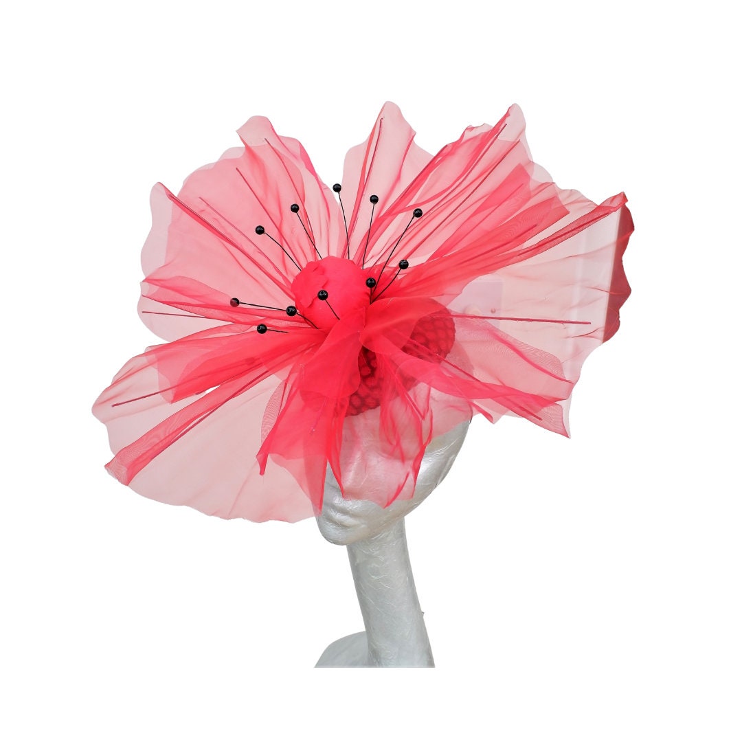 Scarlet Red Giant over sized Oriental Poppy  headpiece