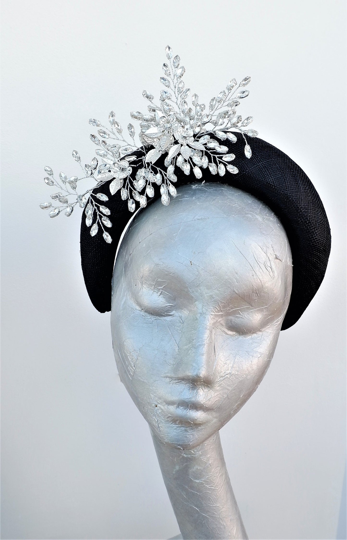 Selina - Black & Diamante Halo Fascinator Headband