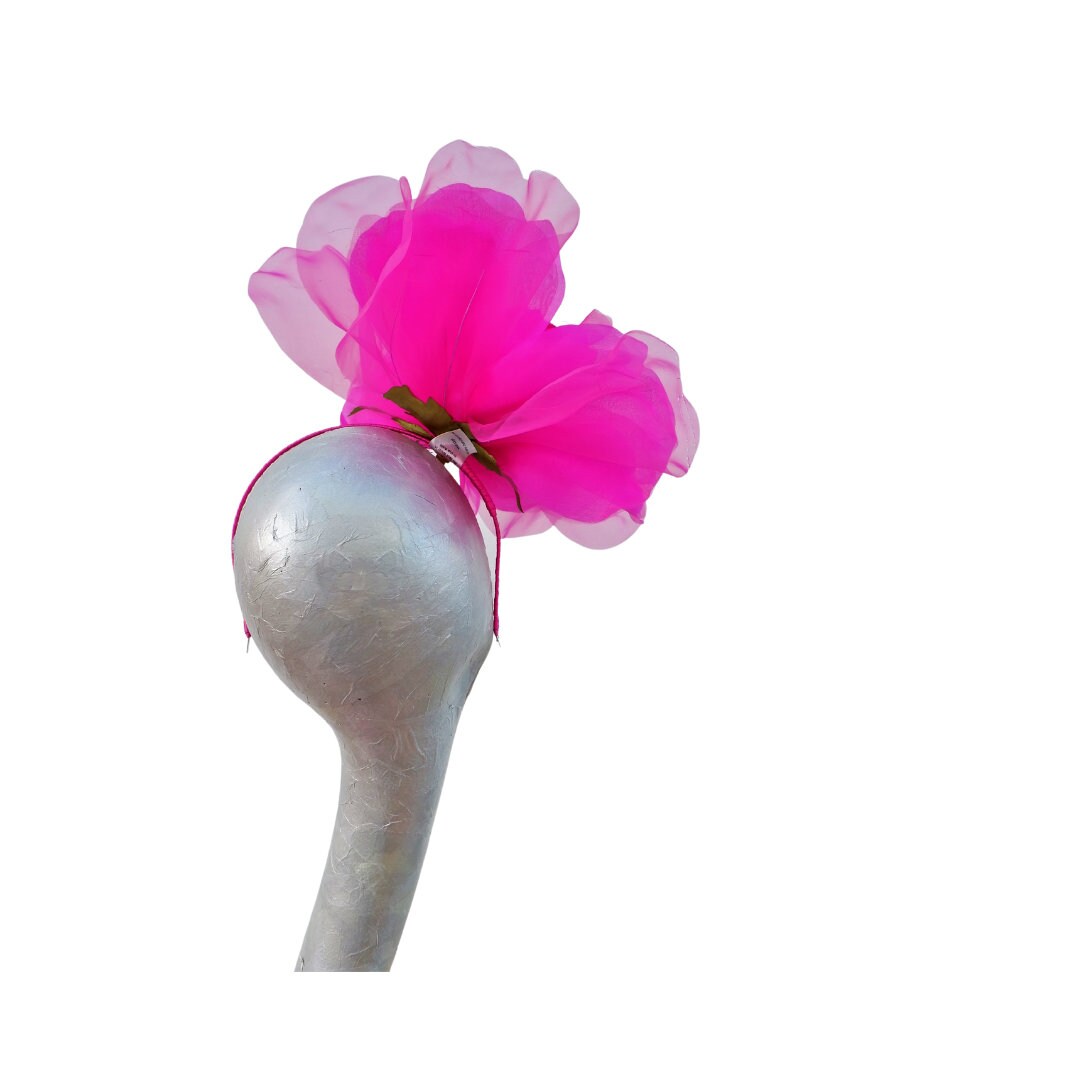 Ava--Magenta silk/organza 12" flower fascinator