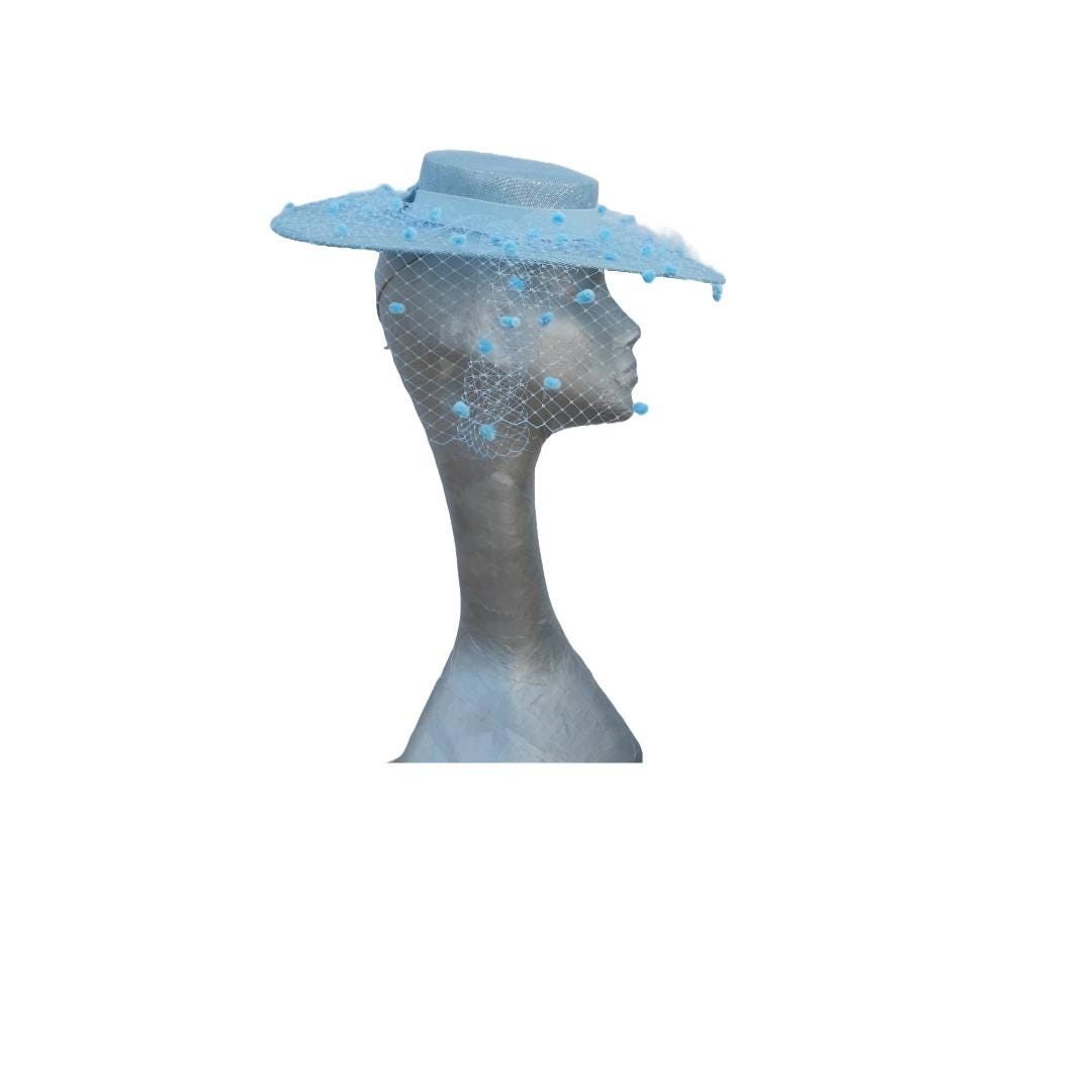 Taylor - Pale blue Veiled Boater
