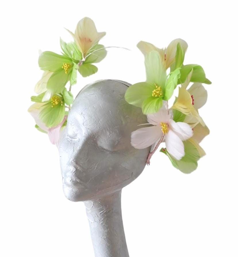 Luau- Pastel feather Fascinator