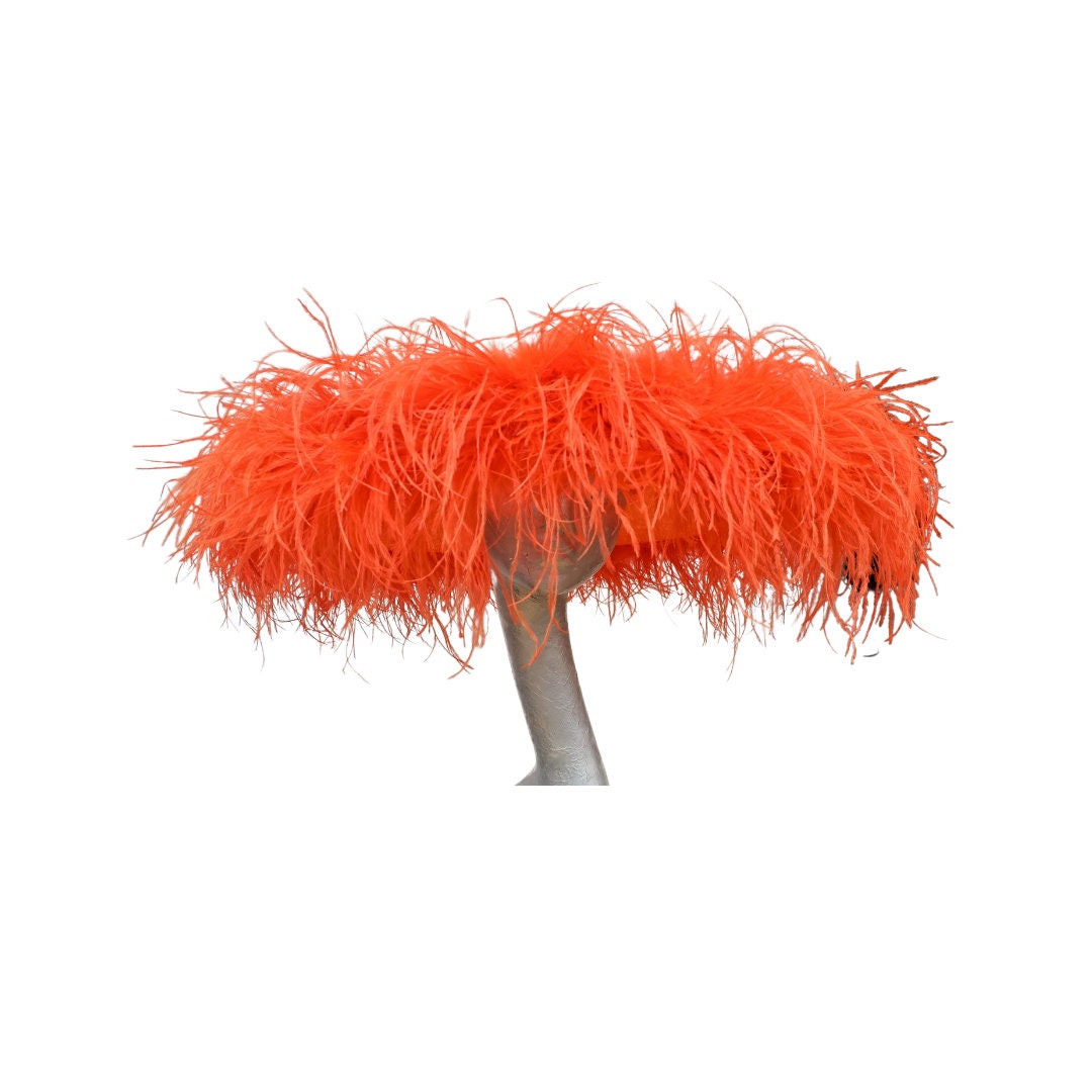 Emma - Extra large Hat with Ostrich feather boa in Orange