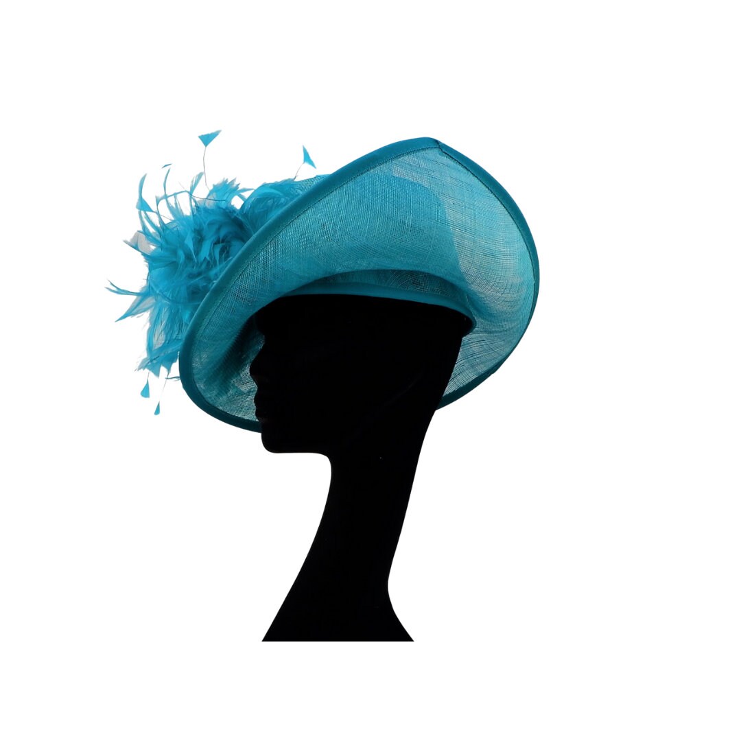 Venus II -  irregular shaped hat in Peacock blue