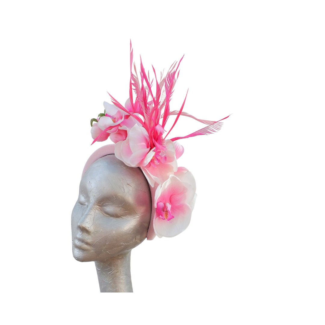 Somersby - 3 tone Pink Headband with Feathers & Orchids