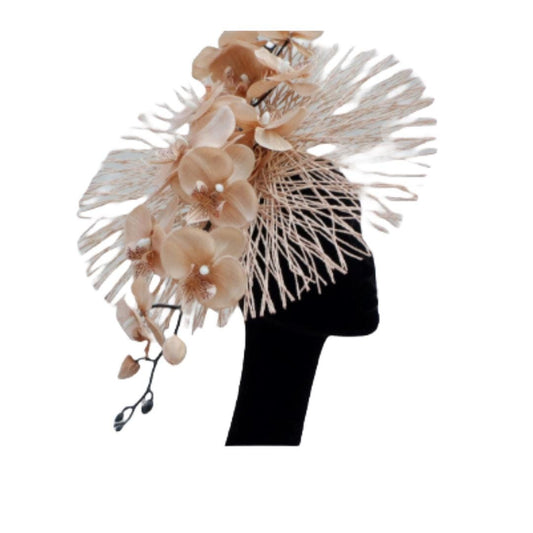 Mimosa - Nude Feature Orchid Fascinator