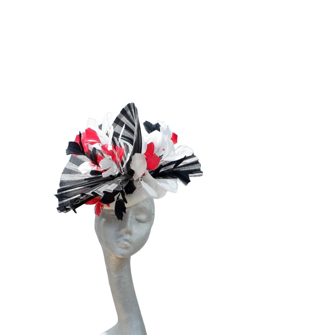 Sia- Black Ivory & Red Pillbox fascinator