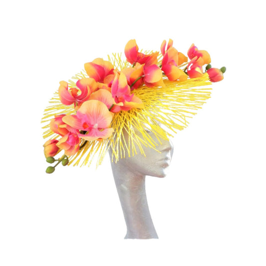 Mimosa - Yellow & Peach Orchid Fascinator