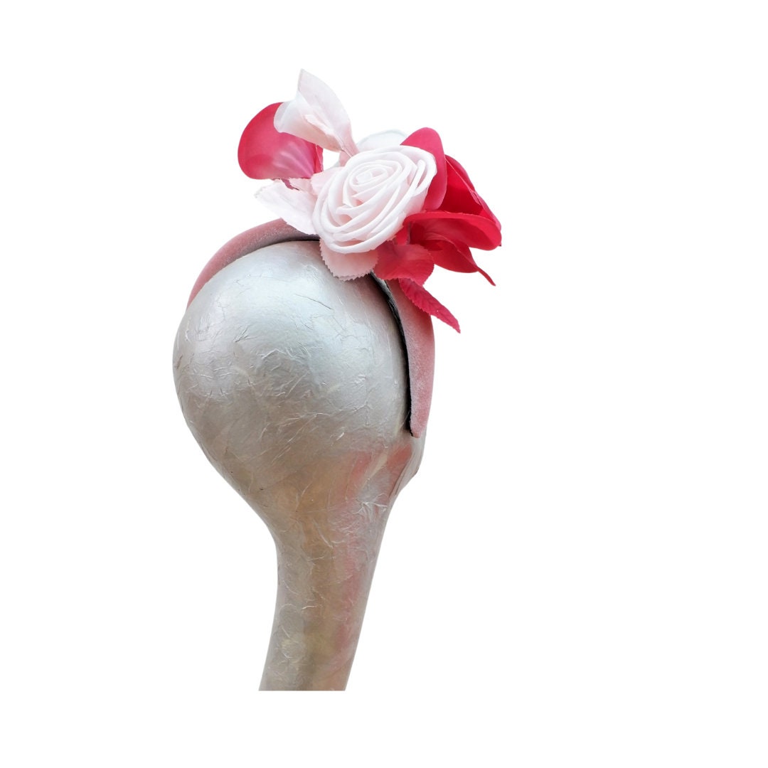 Cassie - Padded headband & Flower Fascinator 3 tone Pink