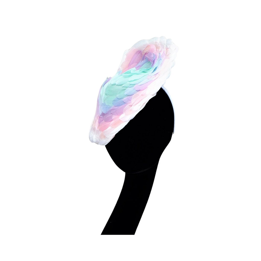 Emilie - Stunning Multicoloured Graduated Pastel feather fascinator/hatinator by Hats2go