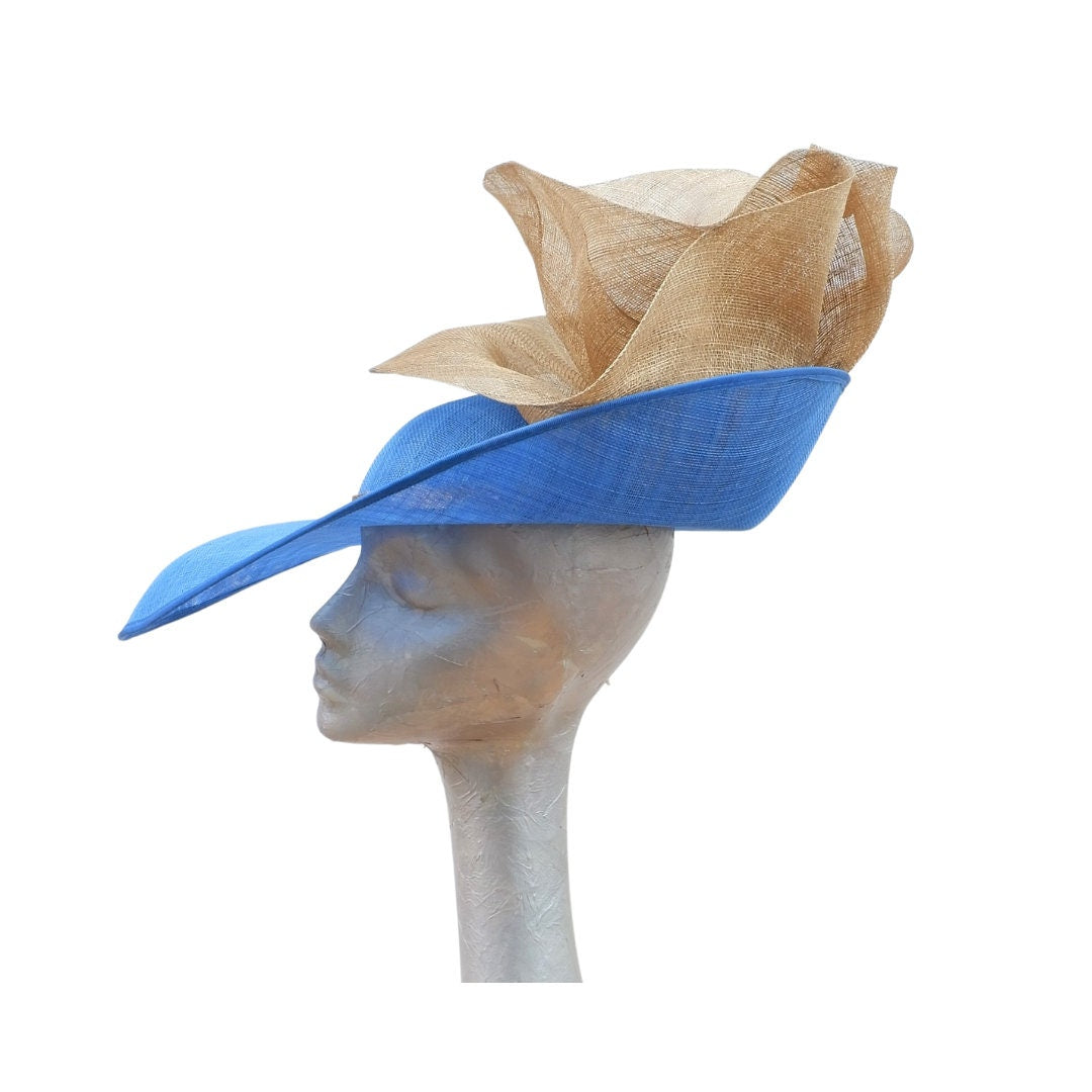 Coast- Feature hat in Electric Blue with Metallic Gold trim