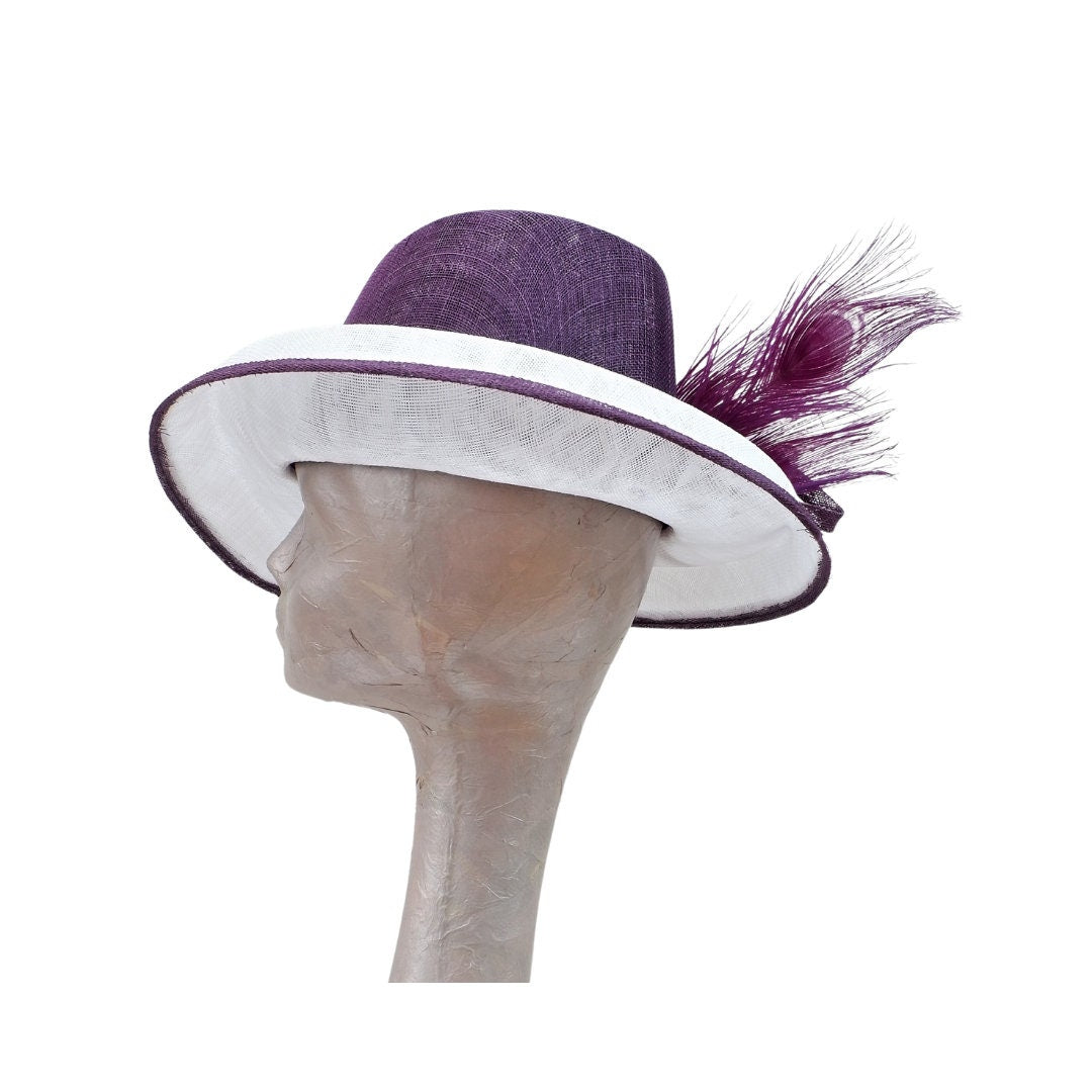 Grace - Plum purple & White Hat