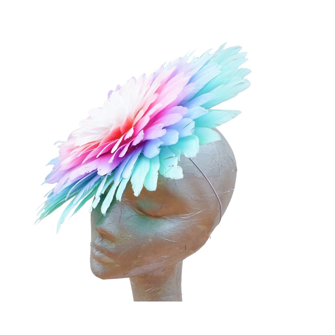 Florence -- Pastel Rainbow feather hatinator