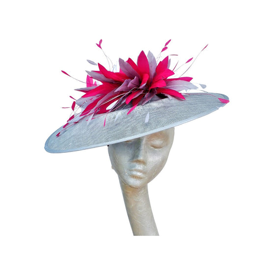 Finesse... Medium Oval Metallic Silver & Fuchsia hatinator