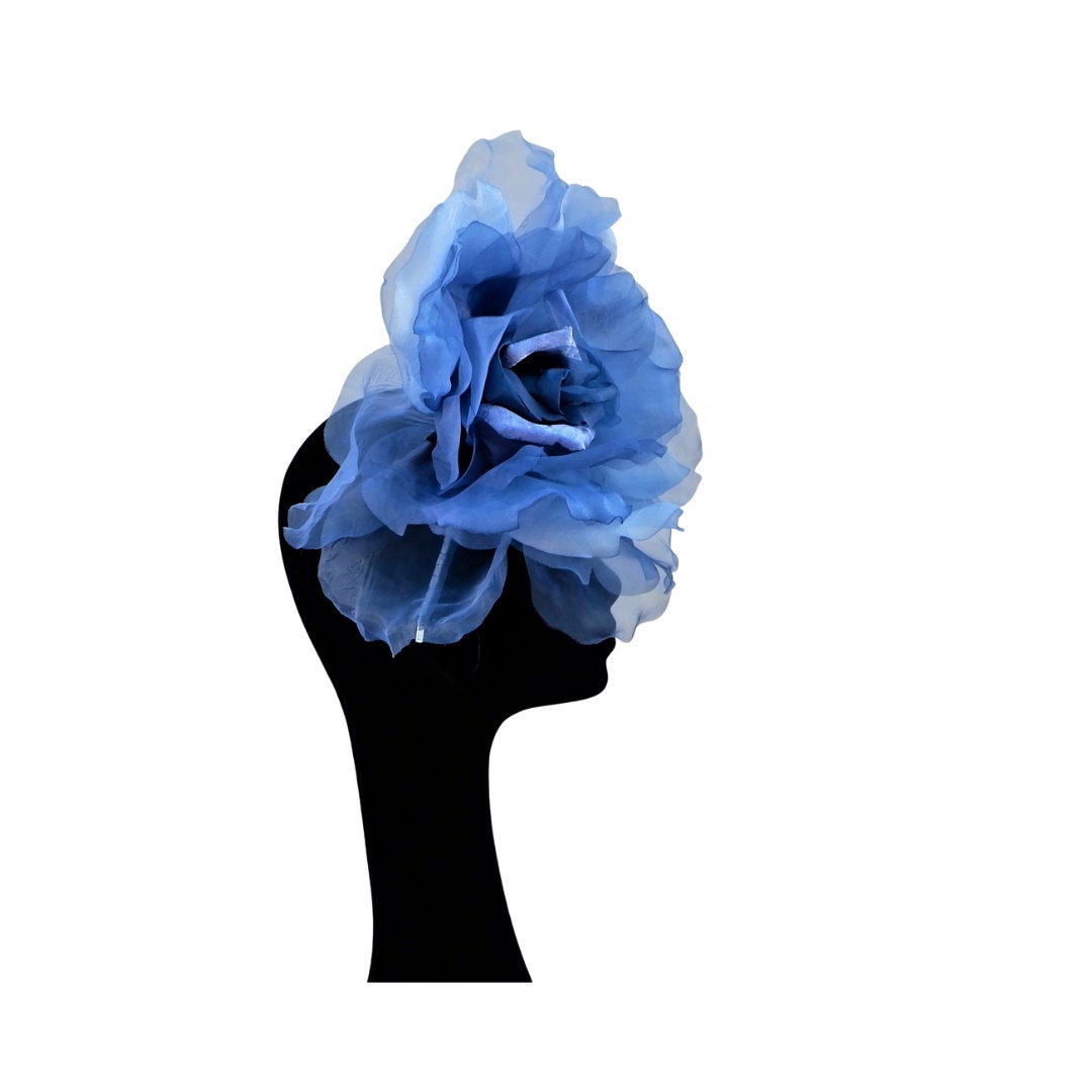 Ava-- Two Tone Cornflower Blue organza 12 inch flower  fascinator