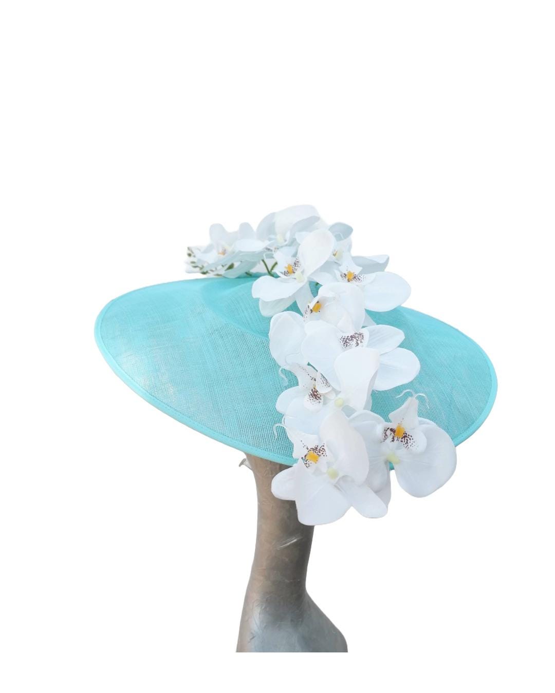 Natalia -- Medium Oval Aqua with two tone Aqua,duck egg, green, blue orchids