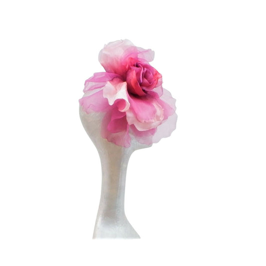 Ava--- Scarlet,Magenta,Rose Gold silk/organza 12" flower fascinator