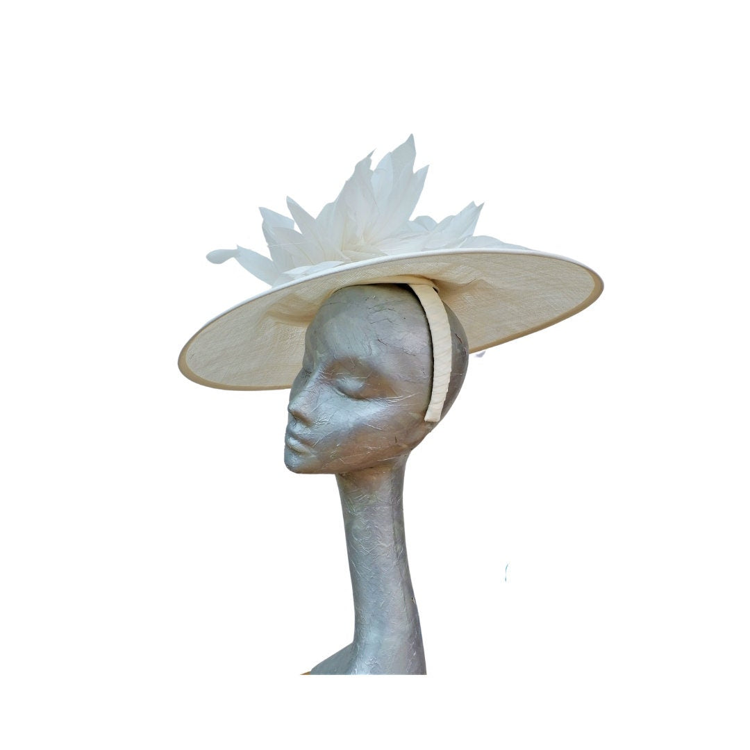 Finesse Large feature oval Sinamay & feather fascinator/hatinator